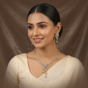 New Ad High Quality Latest Designed Gold Plated Flower Design Wedding Jewelry Women's Classic Style Necklace <b>Set</b> with Earrings - Product Image 3