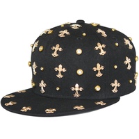 Custom Logo Flat Bill Mannen Vrouwen Custom Geborduurde Strass Strass Snapback Cap Hoed Strass Baseball Cap Strass Sport Cap