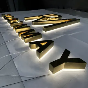 2023 nuevo letrero acrílico luminoso LED 3D personalizado con letras retroiluminadas para logotipo de publicidad comercial de tienda