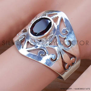 Garnet <b>Ring</b> Artisan <b>Crafted</b> In Sterling Silver And 925 Silver Jewelry - Product Image 2