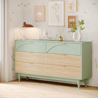 Nouvelle conception 2024, armoire de rangement pour vêtements moderne et luxueuse, organisateur en bois vert, commode à 6 tiroirs, panneau MDF pour salon