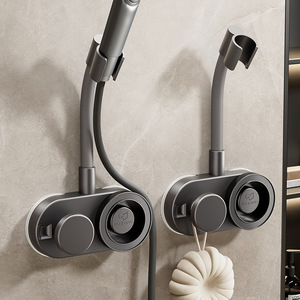 Support de pommeau de douche mural à ventouse, design minimaliste, gain de place, accessoire de salle de bain, largeur 3-3,9 pouces, unité unique - Product Image 1
