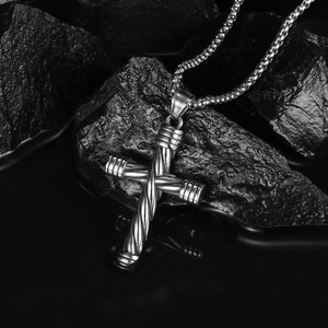 Holy Christian Twist Cross Charm Colgante Collar de cadena de acero inoxidable Alta calidad <span class=keywords><strong>Virgen</strong></span> <span class=keywords><strong>Rosario</strong></span> Cruz Collar religioso Regalo - Product Image 4