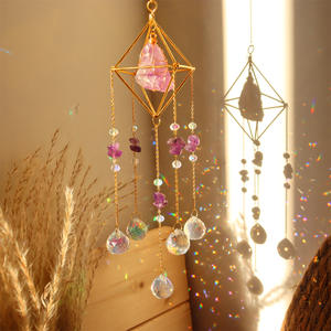 Piedra rugosa de grava y <span class=keywords><strong>sombra</strong></span> de cristal, adornos colgantes de fantasía de arcoíris con campanas de <span class=keywords><strong>viento</strong></span> - Product Image 3