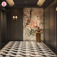 Plateau de table basse en marbre breccié personnalisé, pierre naturelle exotique de luxe pour la décoration intérieure des salons résidentiels en Amérique du Nord