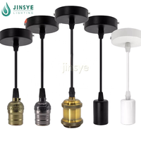 Support de lampe E27 antique pendentif noir CE et auvent de plafond et de câble