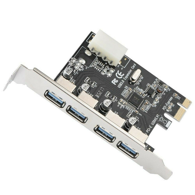 4 Ports USB 3.0 to PCI Express Expansion Card USB 3.0 PCI-e Controller for Desktop PC with 8 cm Low Profile Bracket