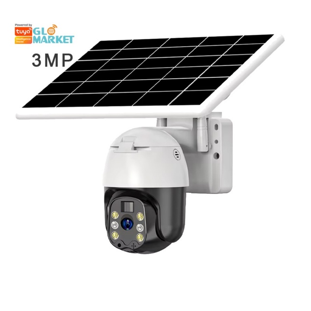 Glomarket Tuya 3MP Solar Powered PTZ Security Camera with 4G SIM WiFi Memory Card Support Outdoor IP54 Waterproof
