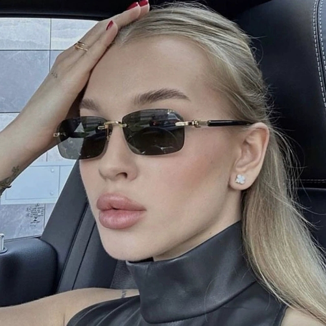 2025 New Model Personalized Frameless Edge-cut Sunglasses, Small Frame Retro Style Sun Glasses, UV-Resistant Sunglasses