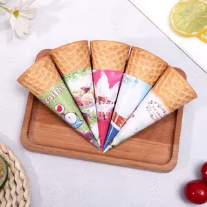 Copo de papel descartável com cone de sorvete de grau alimentício chinês impresso por atacado em papel preto