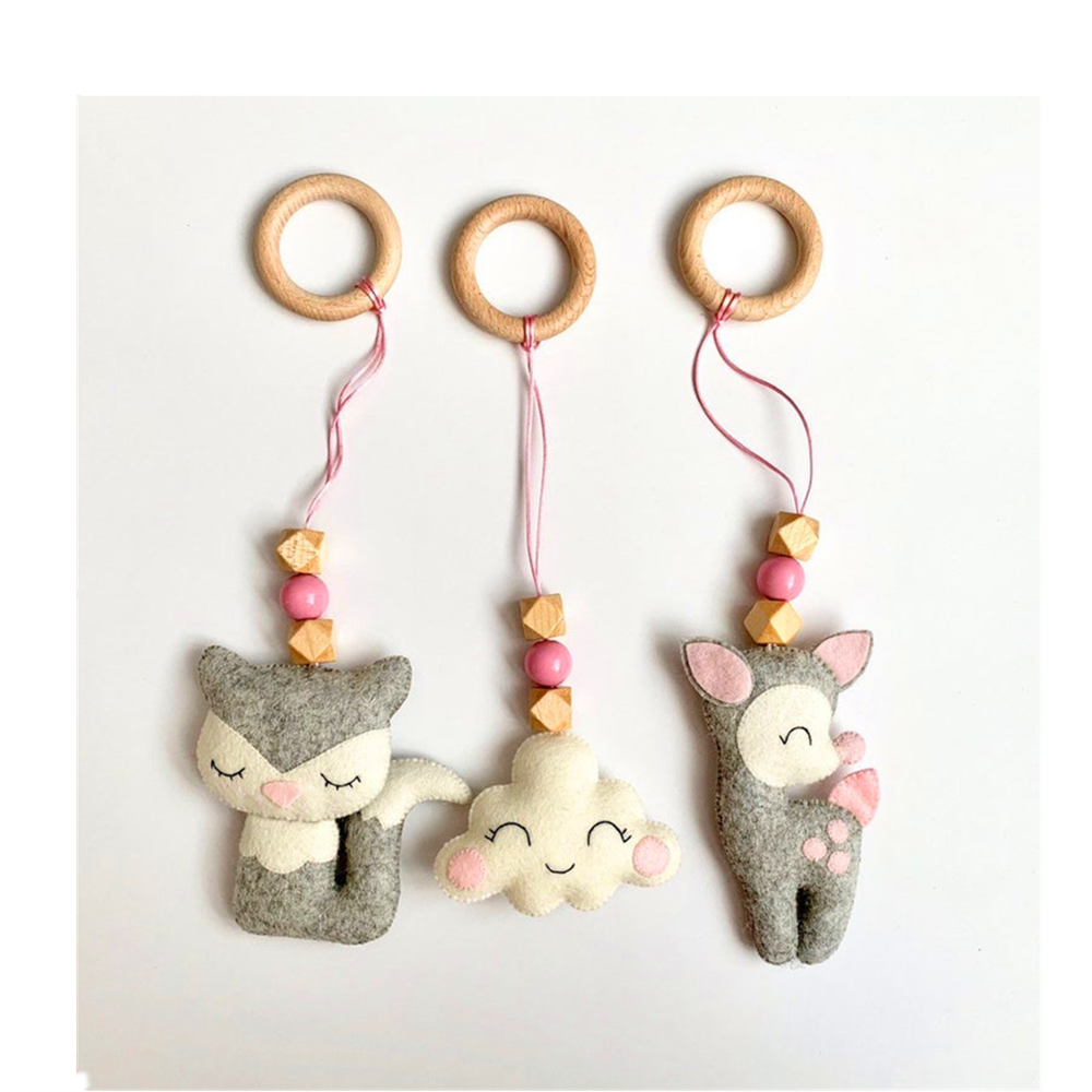 Деревянные подвесные мягкие игрушки для новорожденных, детская кроватка, силиконовые игрушки для прорезывания зубов в тренажерном зале