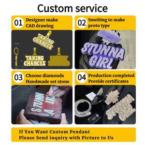 תכשיטי זהב ראשוני תליון מכתב היפ הופ מותאם אישית ירך vs moissanite יהלום 925 כסף סט - Product Image 4