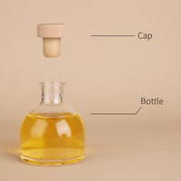 Bouteille diffuseur de parfum en verre vide avec logo personnalisé, conteneur rond pour parfum avec bouchon en bois pour la décoration intérieure – Fournisseur d'usine