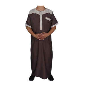 Estilo marroquí musulmán seis colores hombres manga corta islámica Thobe - Product Image 5