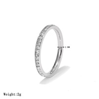 Bague de mariage créative en acier inoxydable, motif cercle carré entier, sertie de diamants, ciel étoilé, en argent, pour femme - Vente chaude