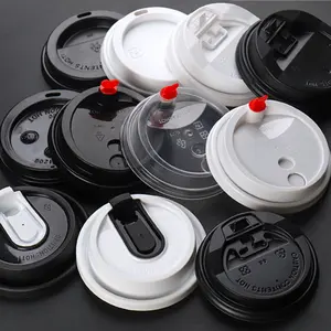 High Quality Disposable U Shaped 12oz 16oz Coffee Paper Cups 80 85 90Mm Pp Lids Coffee Mile Tea Cups With PP PS Plastic Lids