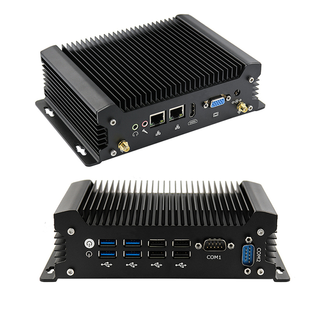 Intel Processor Fanless Industry Computer Server DB9 COM Industrial Mini Pc Box 3G/4G SIM Module 2 LAN 8 USB HD VGA Barebone
