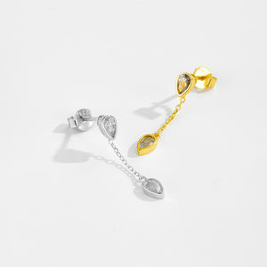 FUAMAY moda minimalista S925 orecchini in argento singolo vendita gioielli 925 Sterling Silver Twin peri orecchini a goccia - Product Image 4