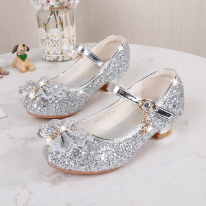 Meisjes hoge hakken lente nieuwe kinderschoenen prinsessenschoenen veelzijdige zachte zool kristallen schoenen voor meisjes optredens lederen schoenen - Product Image 3