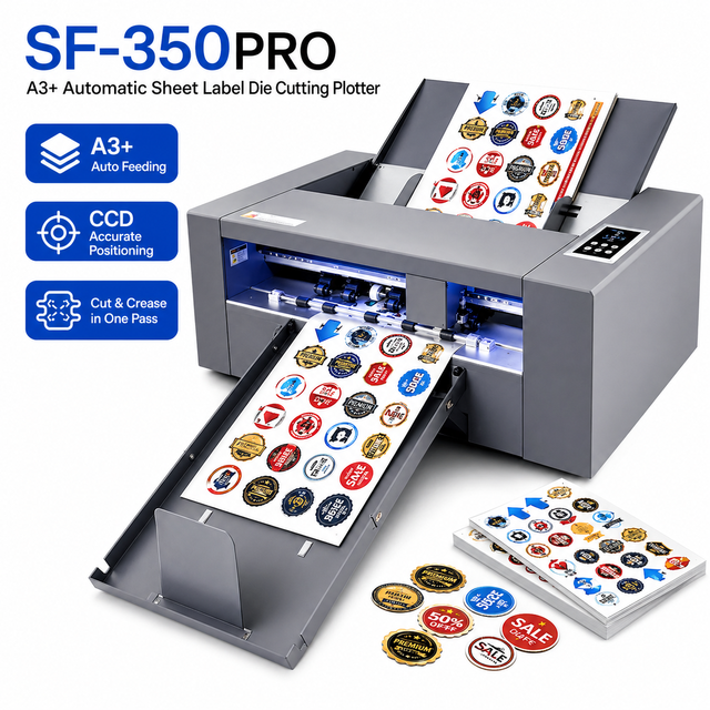 Sf-350PRO A3+ Automatic Sheet Label Cutter Digital Die Cutting Plotter with CCD Camera and Creasing for Sticker Labels