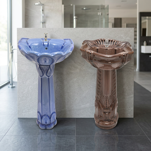 Lavabo de Pedestal de cerámica rústica de calidad Superior, lavabo resistente a las manchas, juego de baño para Hospital Villa Direct India - Product Image 3