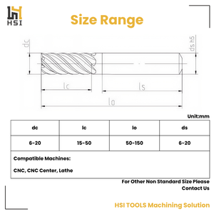 HRC 52 6 Flutes Frase <strong>End</strong> <strong>Mill</strong> <strong>Tungsten</strong> Solid Flat Square <strong>End</strong> <strong>Mill</strong> Carbide Milling Cutter - Product Image 3