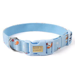 New Arrival Fabric <b>Dog</b> Collar Anti Escape Printed Design Engravable Pet Collar <b>Leash</b> For Small Medium <b>Dogs</b> - Product Image 4