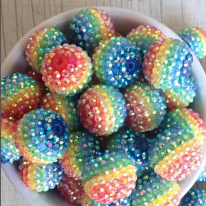 Perles en résine rayées colorées, strass, 10 mm-22 mm, fabrication de bijoux, cristal acrylique, perles de gomme à mâcher, perles de diamant, perles de chewing-gum, stylo - Product Image 2