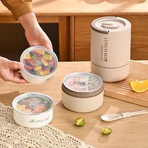 ผลิตภัณฑ์รักษ์โลก 2023 กล่องข้าวเบนโตแบบพกพา 3 ชั้น ชุดกล่องใส่อาหารสำหรับผู้ใหญ่ พร้อมช้อนและถุงแบบใช้ซ้ำได้ - Product Image 2