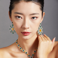 Laiton en forme de diamant vert Zirconium boucles d'oreilles de luxe femmes bijoux argent aiguille Anti allergie anniversaire cadeau