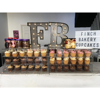 Transparent acrylique comptoir alimentaire pain beignet présentoir acrylique boîte gâteau pâtisserie vitrine avec portes arrière