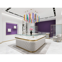 Vitrine à bijoux en verre personnalisée à éclairage LED Bijouterie Comptoir de magasin de bijoux de luxe Vitrine de présentation Design