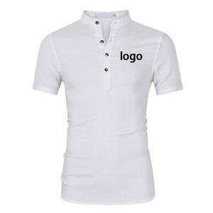 Logo personalizzato Plain <span class=keywords><strong>Polo</strong></span> <span class=keywords><strong>camicia</strong></span> uomo abbigliamento uomo <span class=keywords><strong>lino</strong></span> collo mandarino <span class=keywords><strong>camicia</strong></span> in cotone - Product Image 1