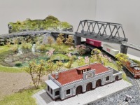Modèle miniature fait main à l'échelle N, diorama 80*60cm, pont en plastique, gare Qinglongqiao, aménagement de voies ferrées