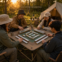 Meilleures ventes : Ensemble de Mahjong américain en acrylique à 4 couches, 160 tuiles de Mahjong à motif grain de bois, table de Mahjong, boîte en bois pour le divertissement