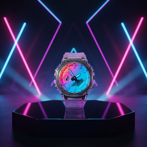 Reloj de Cuarzo de Moda Unisex, Caja de Silicona, Correa de Acero Inoxidable Acrílico, Fecha Automática, Resistente al Agua 10m, GA2100 GA2100AP GM2100 - Product Image 5