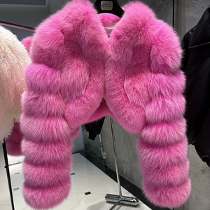 Cappotto Bomber in <span class=keywords><strong>pelliccia</strong></span> corta blu 2025 invernale in vera <span class=keywords><strong>pelliccia</strong></span> di volpe tinta <span class=keywords><strong>con</strong></span> abiti lunghi - Product Image 4