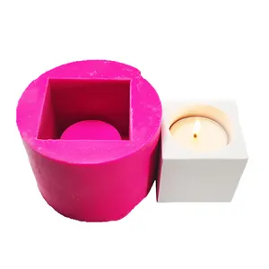 Cylindre géométrique cuboïde DIY silicone béton plâtre porte-bougie mini plantes succulentes pots moules