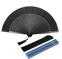 Black Hand Fan Fan Spot Wholesale Pure Color Black Spanish Wooden Folding Hand Fan Wedding