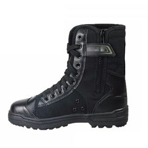 Bottes montantes en toile et maille, chaudes en laine pour l'hiver, chaussures de randonnée unisexe à talon moyen, pour usage extérieur, couleur unie, lacets avant - Product Image 1