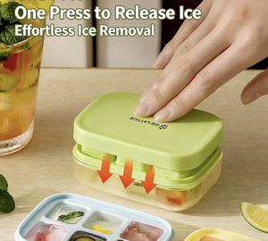 Bac à glaçons mini 6 compartiments format poche - Démoulage facile à une pression, moule à glaçons empilable en silicone pour réfrigérateur compact et voyage - Product Image 4