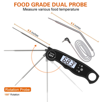 Thermomètre à viande numérique 2-en-1 à lecture instantanée avec sonde en acier inoxydable et aimant, personnalisable avec logo, pour barbecue et cuisson