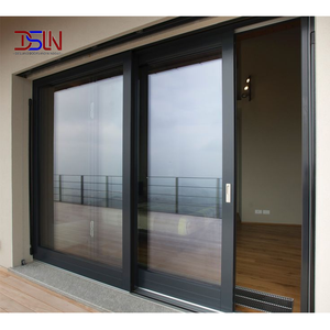 Porte coulissante en verre double vitrage en alliage d'aluminium de luxe, design minimaliste, fonction coupe-vent pour villa haut de gamme - Product Image 1