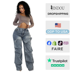 <span class=keywords><strong>Pantaloni</strong></span> 2025 Denim elasticizzati Y2K da <span class=keywords><strong>donna</strong></span> alla moda autunnale Jeans Casual a metà vita dritti - Product Image 2