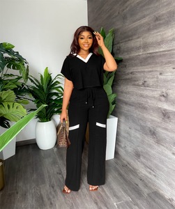 Completo Donna 2 Pezzi 2025: Camicia a Maniche Corte e Pantaloni a Vita Alta a Gamba Larga - Product Image 4