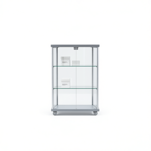 Vitrine Moderne en Verre avec Cadre en Aluminium 75x39x95 Cm Gris Clair Porte Verrouillable Étagères Réglables - Product Image 2