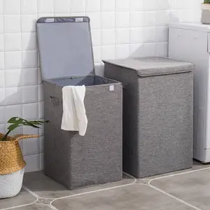 棉和亚麻可折叠脏衣服篮子存储大型防水脏衣服桶家庭浴室需要储物篮
