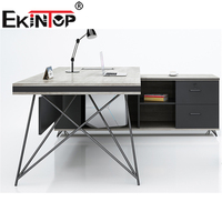 Ekintop Director Contemporáneo Gris Jefe Melamina Simple Trading Chairman Mesa de extensión en forma de L Escritorios de oficina ejecutivos