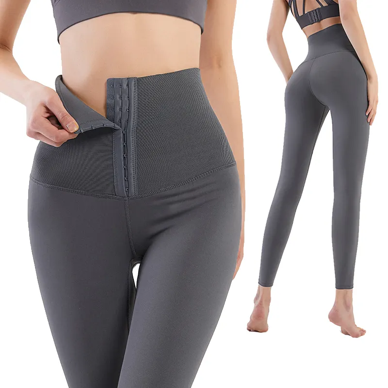Benutzer definiertes Logo Hohe Taille Elastische Kompression Bauch Kontrolle Shaper Tragen Leggings Frauen Laufen Workout Athletic Yoga Pants