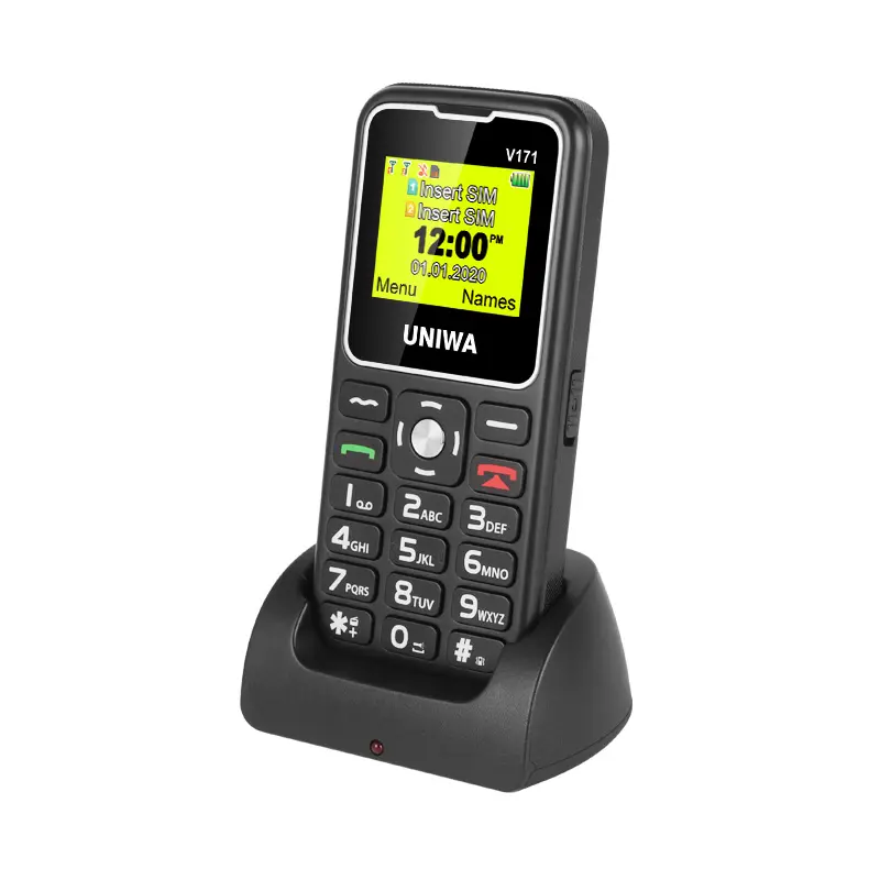 Téléphone portable ultra-fin, grand bouton V171, double carte SIM, FM, appel d'urgence, SOS, pour sénior, nouveauté